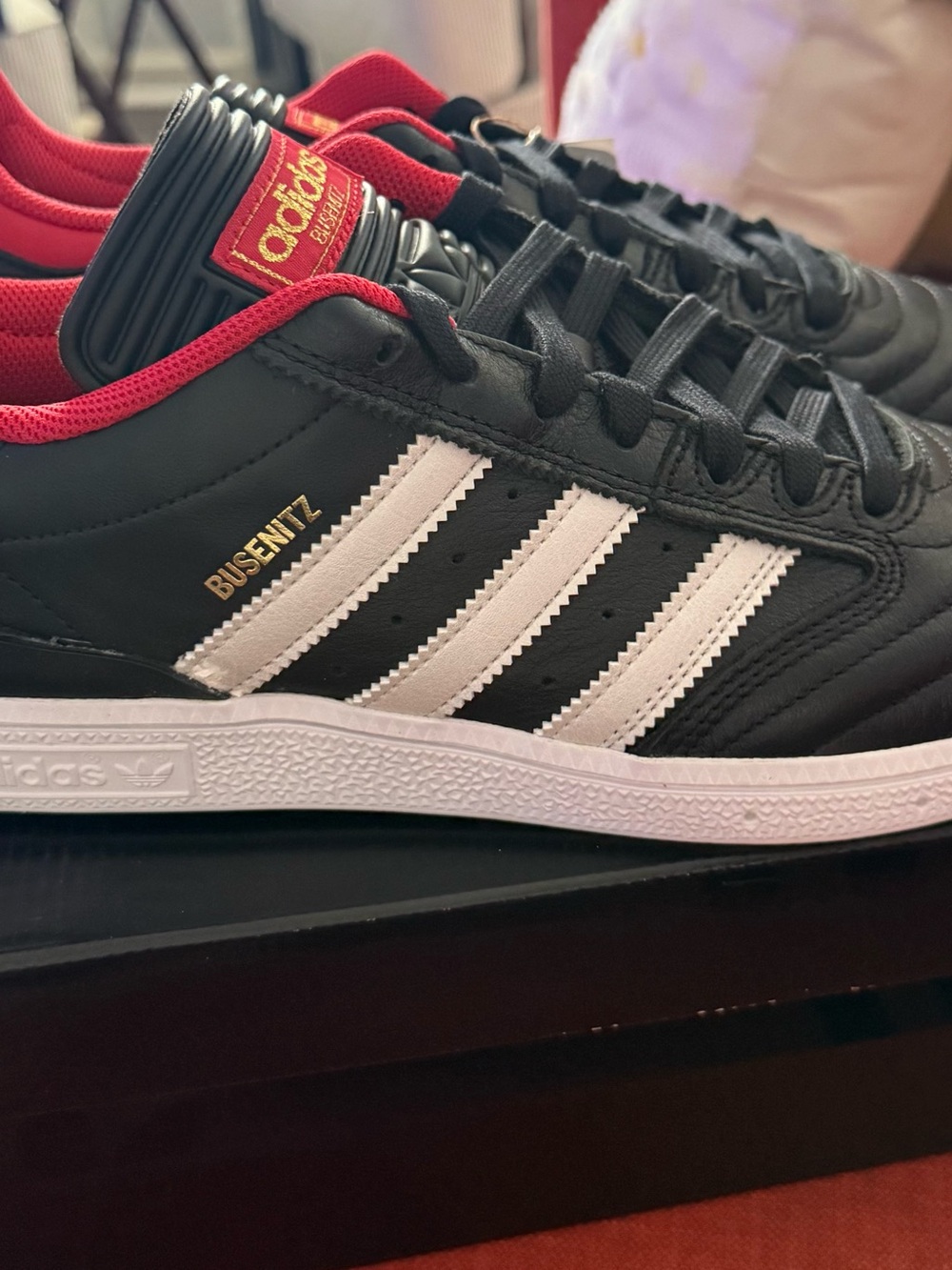 adidas Busenitz Black White Sneakers with Red Accents-Men’s 11